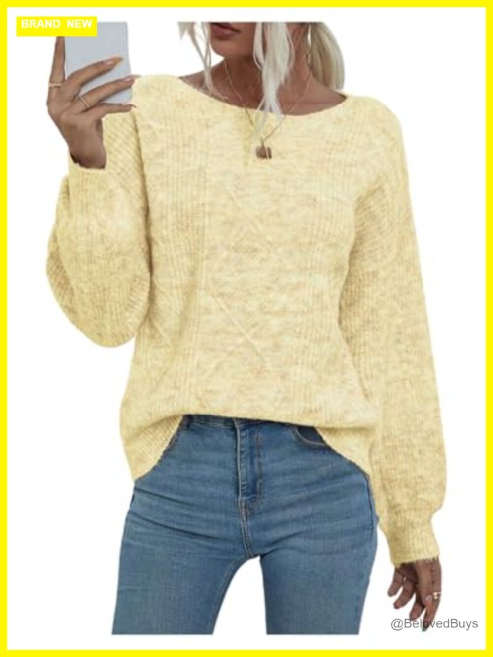 Cable Knit Pullover Sweater Boat Neck Long Sleeve Relaxed Fit